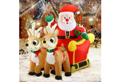 Joiedomi 6 FT Christmas Inflatable Santa on Sleigh with 2 Reindeer