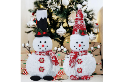 Vexillolux Christmas Snowman Doll Set of 2 Plush 16-inch Tabletop Decorations