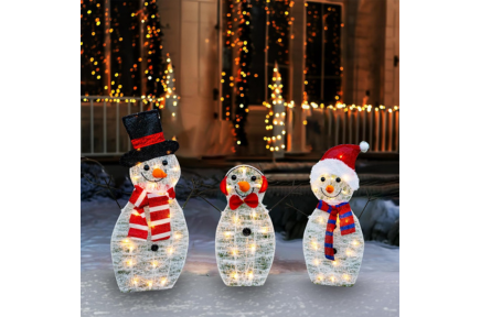 Dazzle Bright Christmas Lighted Snowman Family Outdoor Decoration